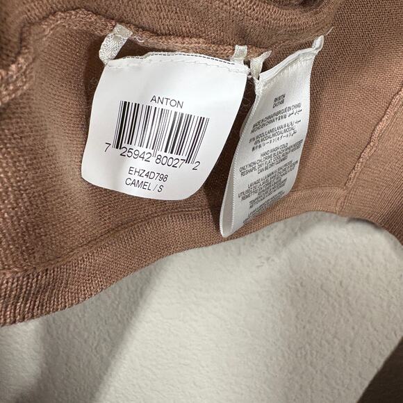 BCBGMaxazria Small Camel Brown Wool Blend Anton Sleeveless Draped Vest - Picture 7 of 9